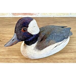 Duck Decoy Bufflehead Hand Carved Wood Signed Thomas Tittl 1982 Folk Art Vintage